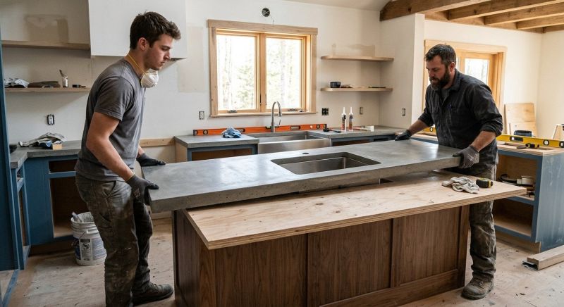 Cement Counter Installation in Sonoma County, CA